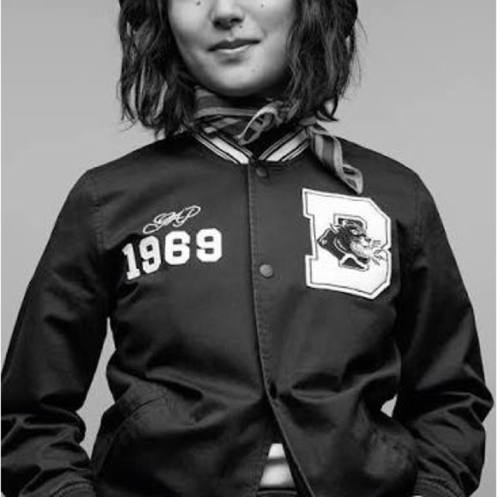 GAP Black Varsity Jacket with White Embroidery